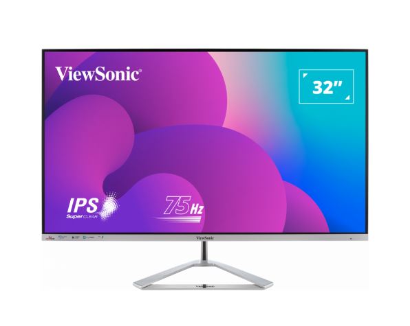 ViewSonic 32' Office Professional Stylish Elegant & Ultra Thin bezel, SuperClear IPS 4ms, FHD, HDMI, DP, VGA, Speakers, Low Energy 26w, V100, Monitor, 3YARW VX3276-MHD-3