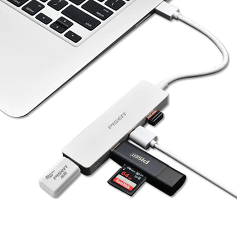 Pisen USB-C to 4xUSB-A 3.0 Charging HUB - TPE Flexible Wire, Light Indicator, Resistant to Pulling and Bending, More Durable, 2 Years Warranty 6940735499745