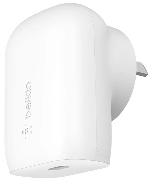 Belkin BoostCharge USB-C PD 3.0 PPS Wall Charger 30W - White(WCA005auWH), Dynamic Power Delivery, Compact, Fast & Travel Ready, Slim and Flat Design, 2YR WCA005auWH