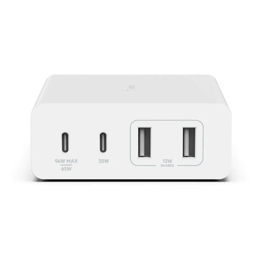 Belkin BoostCharge Pro 4-Port GaN Charger 108W - White(WCH010auWH), 2xUSB-C & 2xUSB-A, 2M Cable, Intelligent and Fast Charger, Compact Laptop Charger, 2YR WCH010auWH