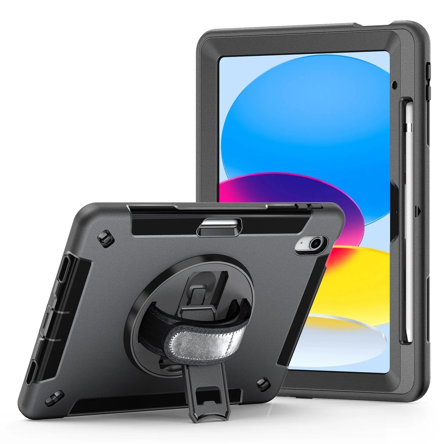 USP Rugged Apple iPad (11.0') 11th Gen (A16) / iPad 10th Gen (10.9') Case Black - Built-in-Kickstand, Adjustable Hand Strap, 3 Year Warranty 6972890207521
