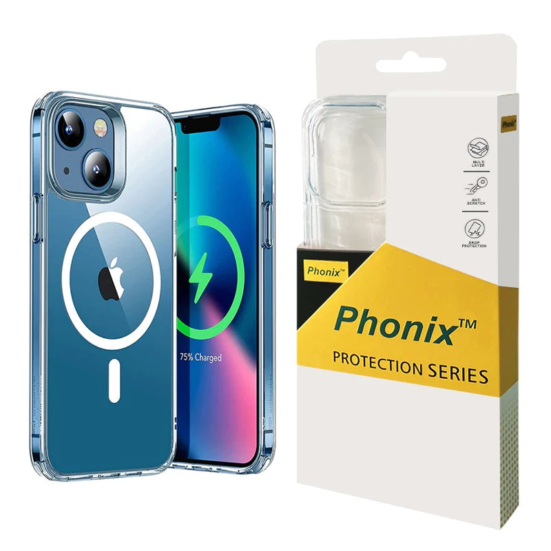 Phonix Apple iPhone 13 Pro Max Clear Rock Hard Case with MagSafe - Ultra-thin, Lightweight, Non-slip, Shockproof, Crystal Clear, 10 Years Warranty CJK137M