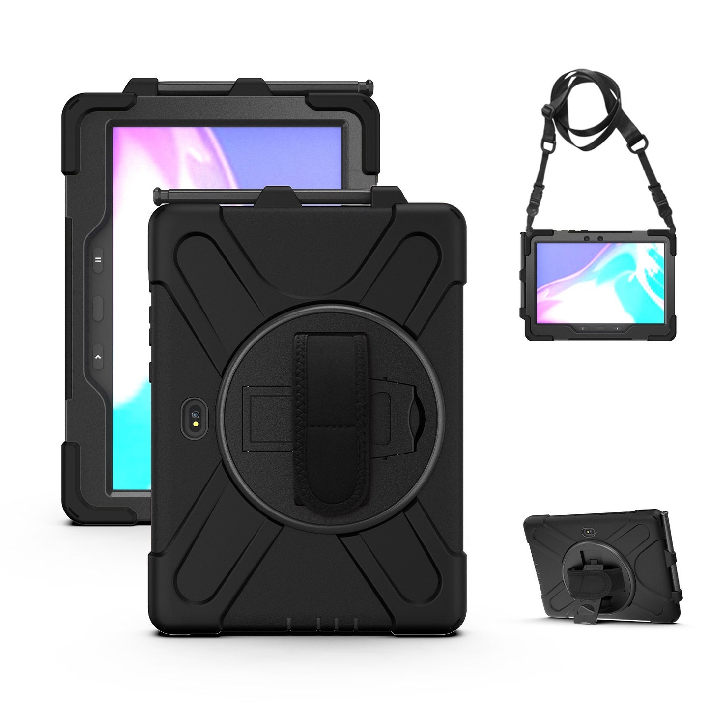 USP Rugged Samsung Galaxy Tab Active5 Pro/Tab Active4 Pro/Tab Active Pro (10.1') Case Black - Built-in-Kickstand, Adjustable Hand Strap, 3 Year Warranty HDTA4P