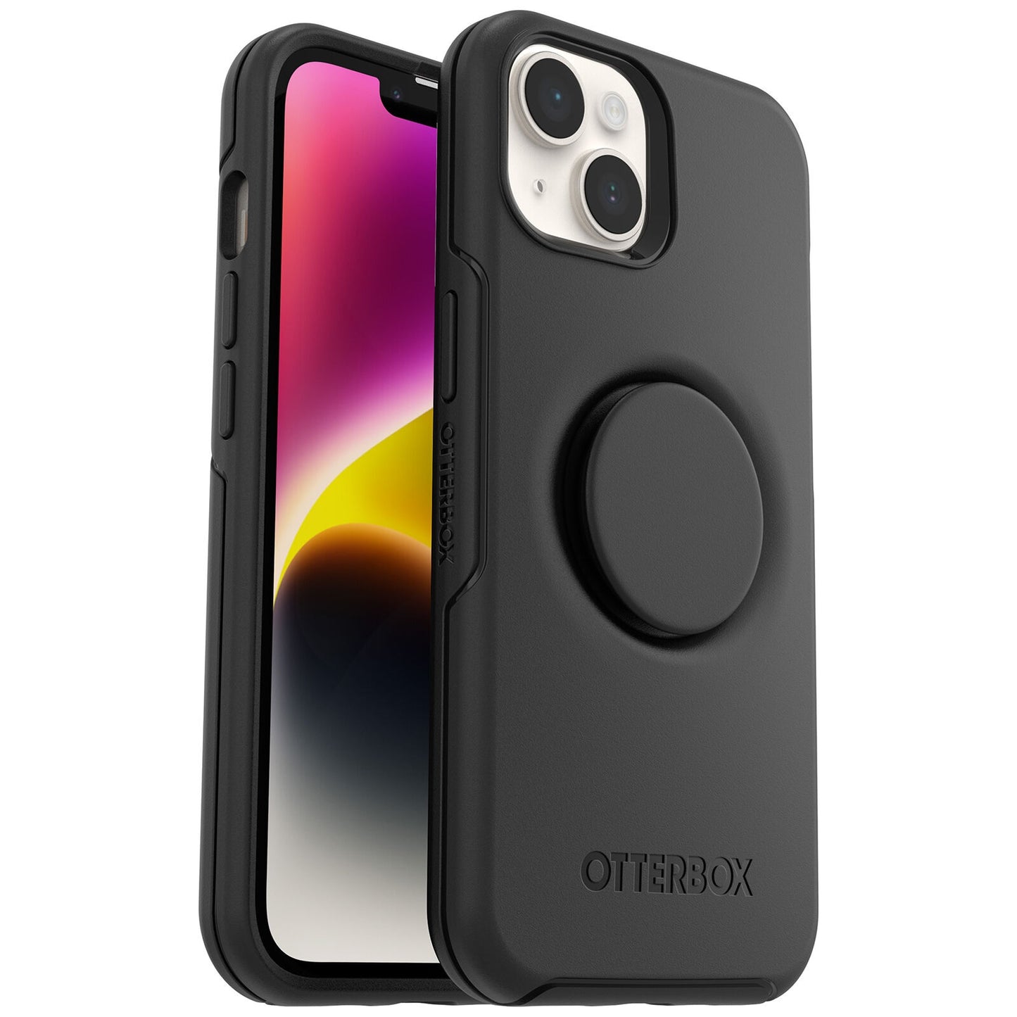 OtterBox Otter + Pop Symmetry Apple iPhone 14 Plus Case Black - (77-88743), DROP+ 3X Military Standard, Swappable PopGrip, 7 Years Warranty 77-88743