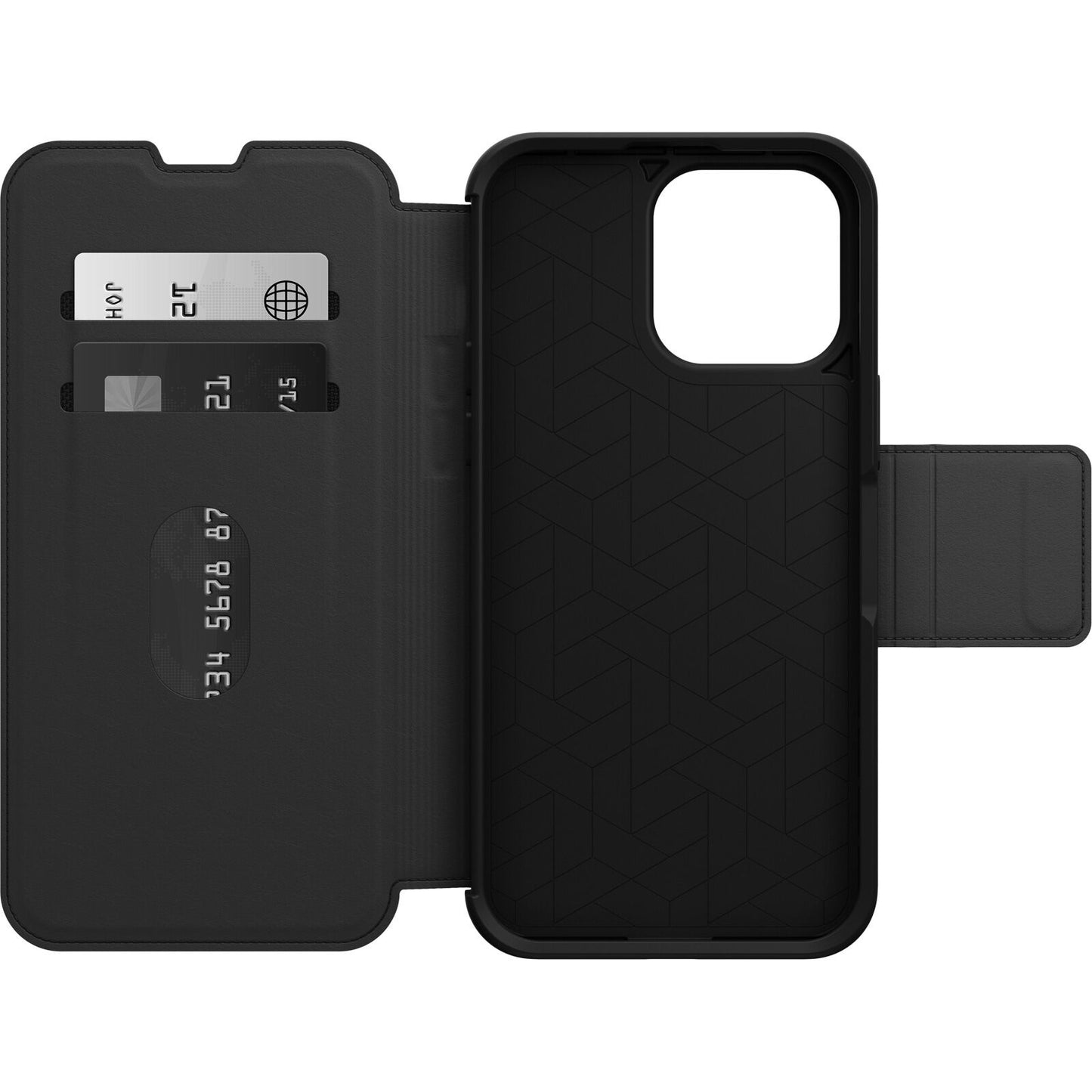 OtterBox Strada Apple iPhone 14 Pro Max Case Black - (77-88571), DROP+ 3X Military Standard, Leather Folio Cover, Soft Touch, 7 Years Warranty 77-88571