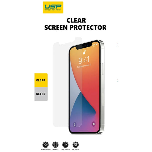 USP Apple iPhone 14 / iPhone 13 / iPhone 13 Pro Tempered Glass Screen Protector Clear - 9H Surface Hardness, Perfectly Fit Curves, Anti-Scratch SPU2D136