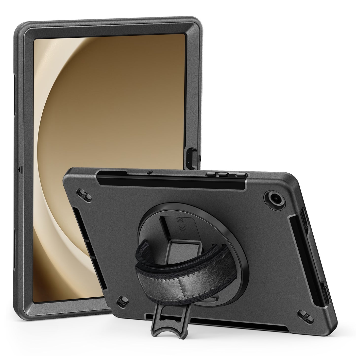 USP Samsung Galaxy Tab A9+ (11') Case Black - Built-in-Kickstand, Hand & Shoulder Strap, DropProof, Pen holder, ShockProof, 5 Years Warranty HDTA9PLUS