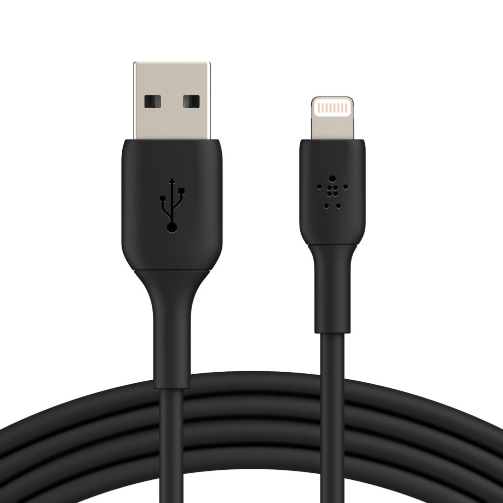 Belkin BoostCharge Lightning to USB-A Cable (1M) - Black (CAA001bt1MBK), 2.4A/12W, 480Mbps, 25K+ Bends, Apple iPhone, MFI-Certified, 2 Years Warranty CAA001bt1MBK