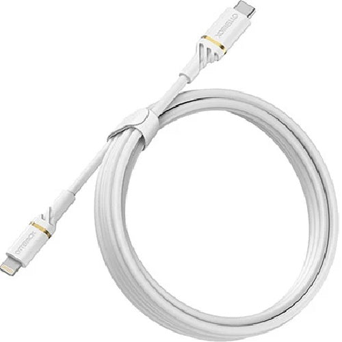 OtterBox Lightning to USB-C Fast Charge Cable (2M) - White (78-52646), 3 AMPS (60W), MFi/USB PD, 3K Bend/Flex, 480Mbps Transfer, Apple iPhone/iPad/MacBook 78-52646