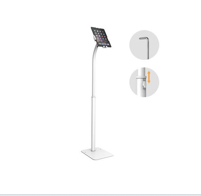 Bratech Height Adjustable Universal Anti-TheftTable Floor Stand compatible with7.9'-11' Tablets-White 220x300x1325mm Anti-Theft Locking Screw(LS) PAD33-01
