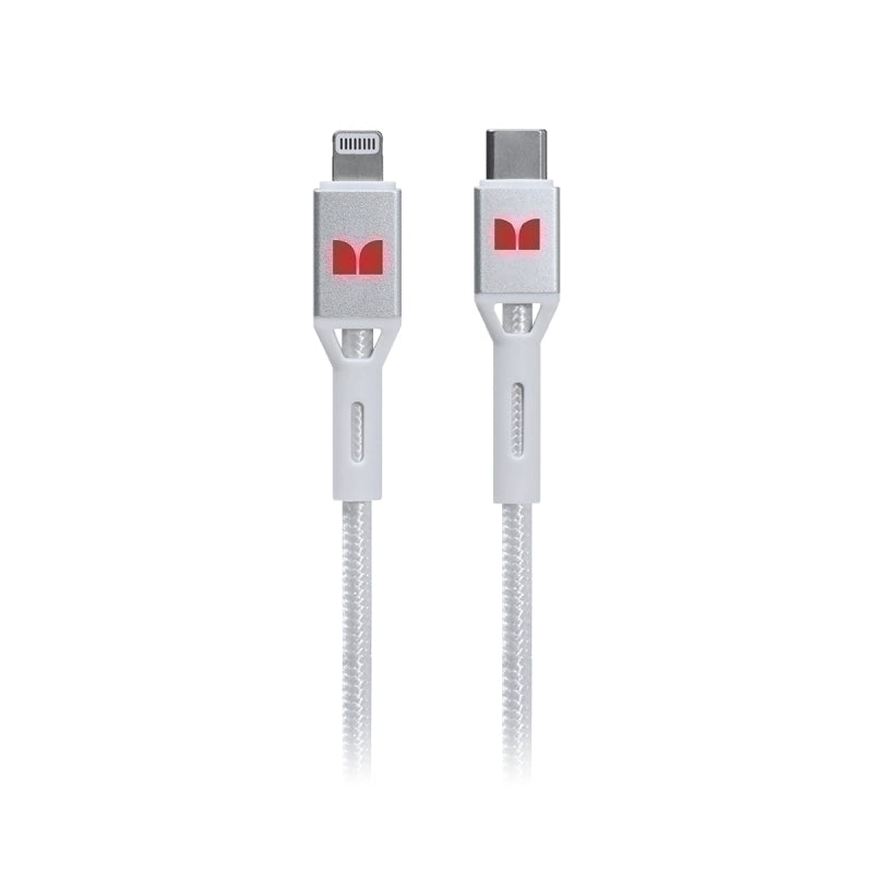 Monster Lightning to USB-C Braided Cable - White 2m - MT-2MLTOCBW
