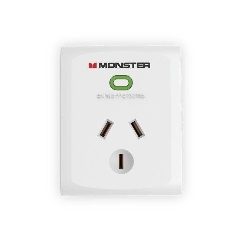 Monster Single Socket Surge Protector - White - MT-FPSP1700W