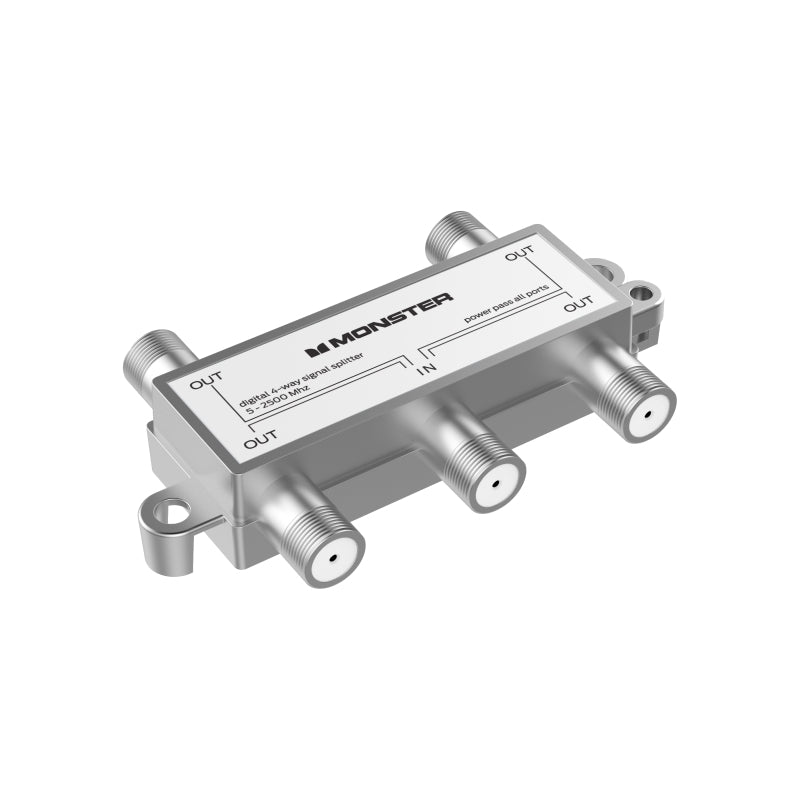 Monster PIN Digital Coaxial 4 Way TV Splitter - MTRF4SPLIT
