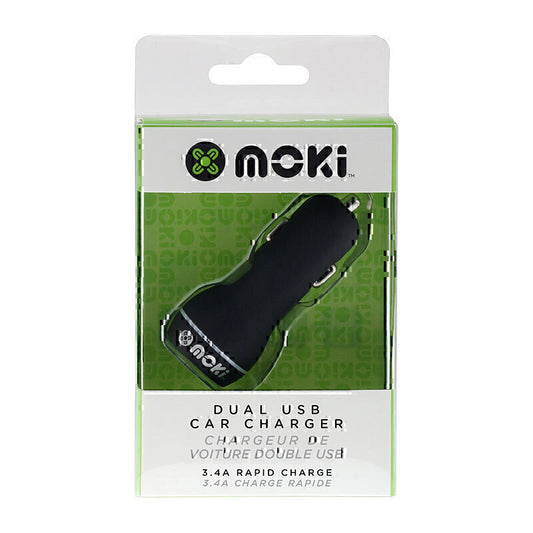 Moki Dual USB Car Charger Black  - ACC MUSBCB