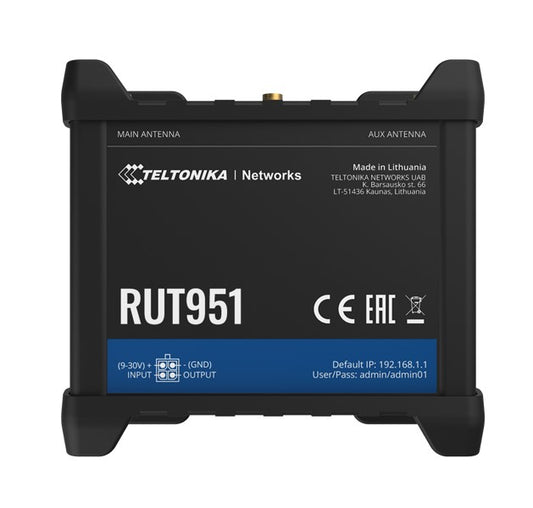 Teltonika RUT951 Industrial Cellular Router, dual SIM 4G, Automatic WAN failover - Replacement for RUT950 RUT951600600