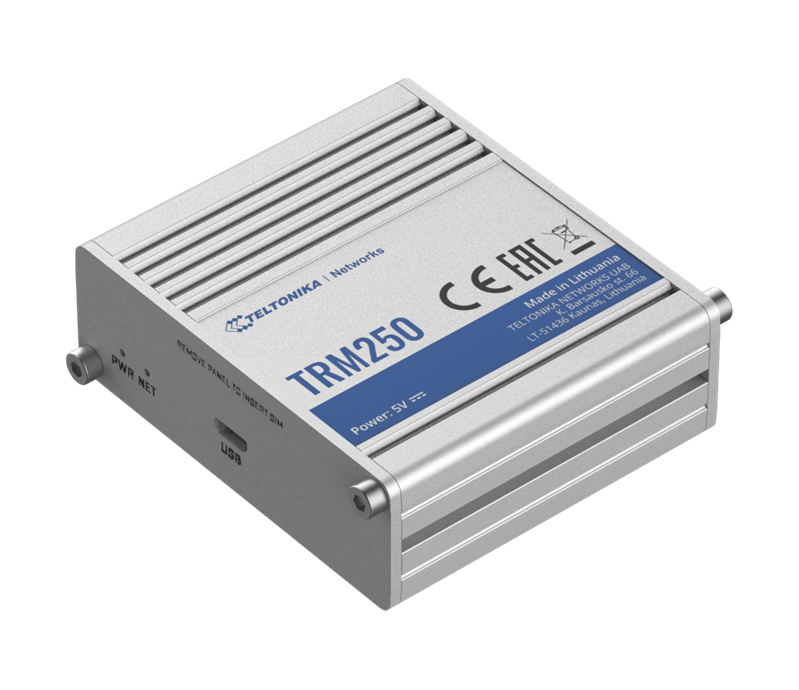 Teltonika TRM250 Industrial Cellular Modem, 4G/LTE (Cat M1), NB-IoT, Small Size, USB Interface for Internet Access, External Antenna, PSU excluded TRM250000000