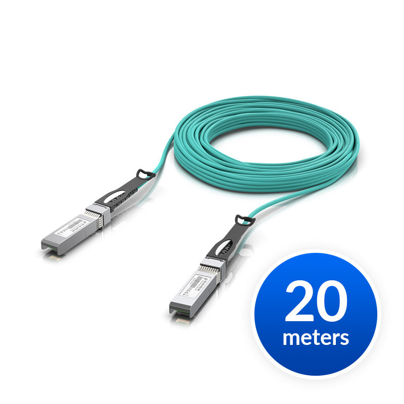 Ubiquiti 10 Gbps Long-Range DAC, 20m Length, Long-range SFP+ Direct Attach Cable w 10 Gbps Maximum Throughput Rate UACC-AOC-SFP10-20M