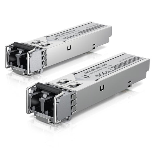 Ubiquiti UFiber SFP Multi-Mode Fiber Module, 2-Pack, 1.25 Gbps Throughput, 1.25 Gbps Throughput, Supports Connections Up to 550 m, 2Yr Warr UACC-OM-MM-1G-D-2