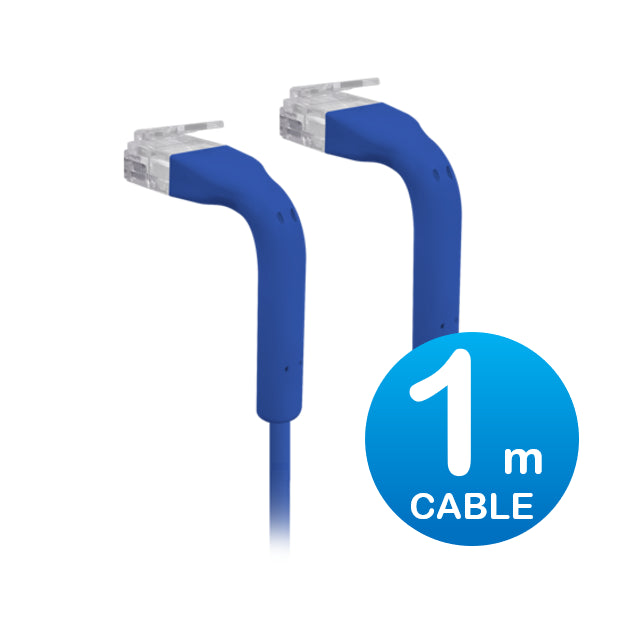 Ubiquiti UniFi Patch Cable Single Unit, 1m, Blue, End Bendable to 90 Degree, RJ45 Ethernet Cable, Cat6, Ultra-Thin 3mm Diameter U-Cable-Patch-1M-RJ45-BL