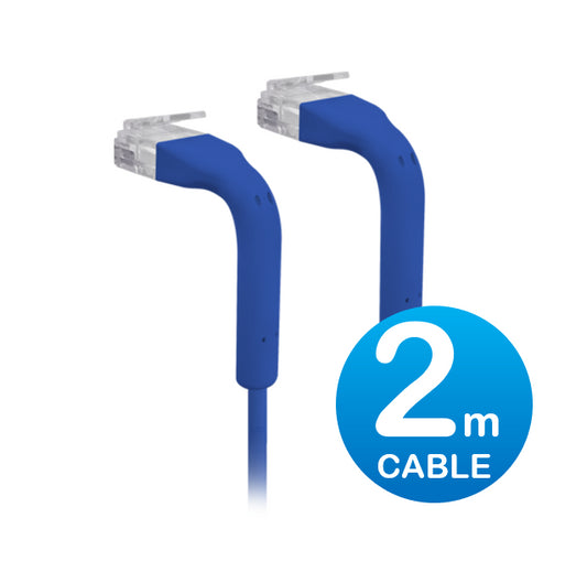 Ubiquiti UniFi Patch Cable Single Unit, 2m, Blue, End Bendable to 90 Degree, RJ45 Ethernet Cable, Cat6, Ultra-Thin 3mm Diameter, Incl 2Yr Warr U-Cable-Patch-2M-RJ45-BL