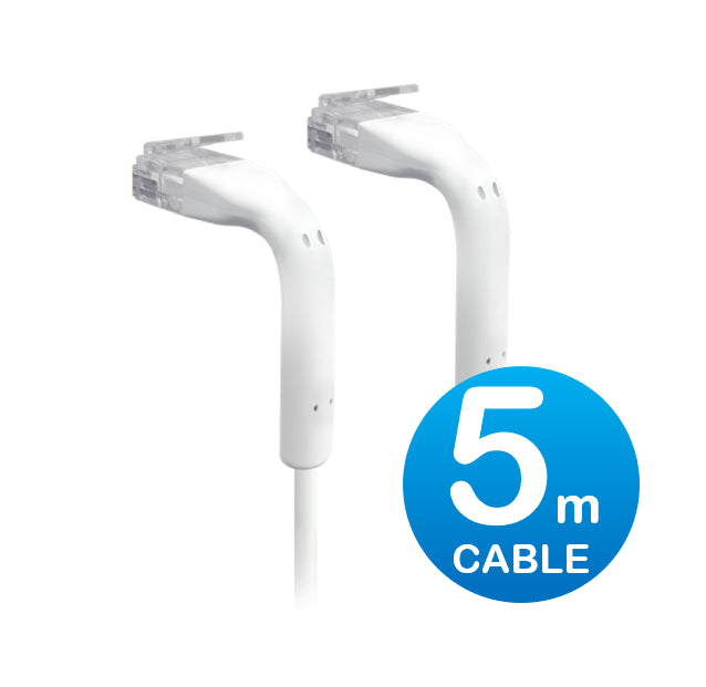 Ubiquiti UniFi Patch Cable Single Unit, 5m, White, End Bendable to 90 Degree, RJ45 Ethernet Cable, Cat6, Ultra-Thin 3mm Diameter U-Cable-Patch-5M-RJ45