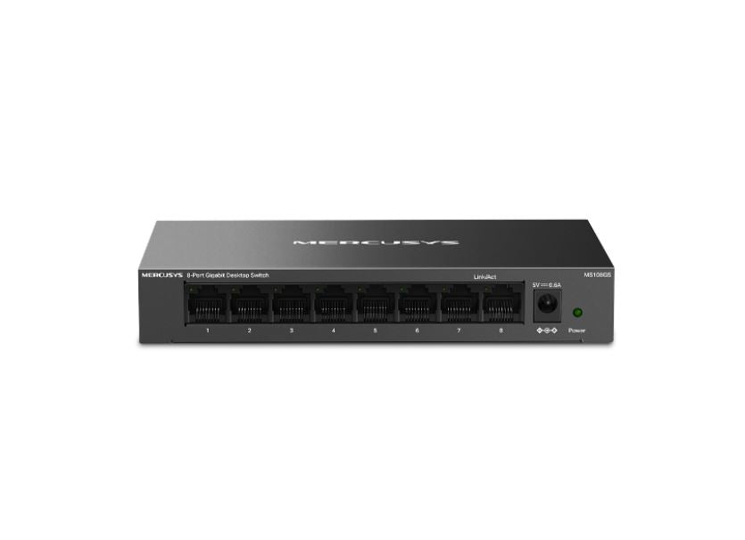 Mercusys MS108GS 8-Port Gigabit Desktop Switch, 8x10/100/1000 Mbps RJ45 port Supporting Auto-MDI/MDIX MS108GS