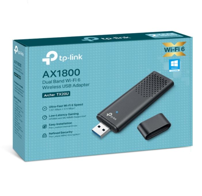 TP-Link Archer TX20U AX1800 Dual Band Wi-Fi 6 Wireless USB Adapter, 1201 Mbps at 5 GHz + 574 Mbps at 2.4 GHz, MU-MIMO, OFDMA, WPA3 Archer TX20U
