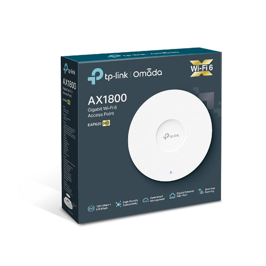 TP-Link EAP620 HD Omada AX1800 Wireless Dual Band Ceiling Mount Access Point, 1201Mbps @ 5GHz, OFDMA, MU-MIMO, QoS, Mountable EAP620 HD