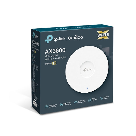 TP-Link EAP660 HD Omada AX3600 Wireless Dual Band Multi-Gigabit Ceiling Mount Access Point, 2402Mbps @ 5GHz POE+, SNMP, MU-MIMO, QoS, Mountable EAP660 HD