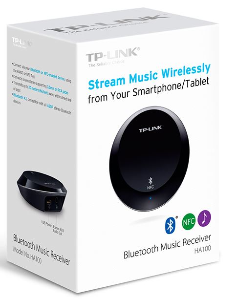 TP-Link HA100 Bluetooth NFC Music Audio Receiver Transmitter up to 20 meters 3.5mm RCA 5V 1A USB Power for iPhone iPad Android Windows Smartphone HA100