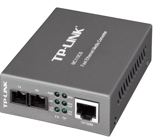 TP-Link MC110CS 10/100Mbps Single-Mode Media Converter Convert 100BASE-FX Fiber to 100Base-TX Copper Media Extends Fiber Distance Up To 20km MC110CS