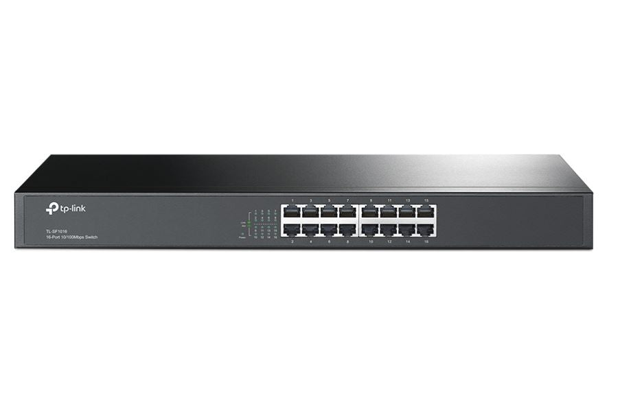 TP-Link TL-SF1016 16-port 10/100M Switch, 16 10/100M RJ45 ports, 1U 19-inch rack-mountable steel case TL-SF1016