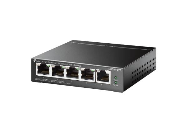 TP-Link TL-SG105MPE 5-Port Gigabit Easy Smart Switch with 4-Port PoE+, PoE Auto Recovery, MTU/Port/Tag-based VLAN, QoS, IGMP Snooping, Web/Utility Man TL-SG105MPE