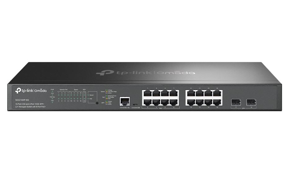 TP-Link SG3218XP-M2, Omada 16-Port 2.5G and 2-Port 10GE SFP+ L2+ Managed Switch with 8-Port PoE+, Integration with Omada SDN Controller, Static Routin SG3218XP-M2