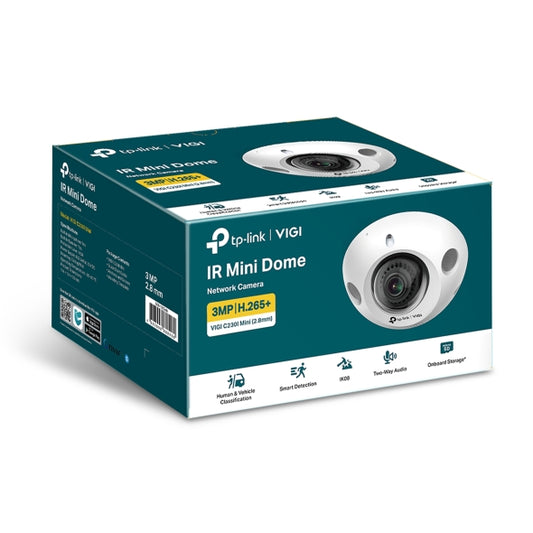 TP-Link VIGI 3MP C230I Mini(2.8mm) IR Mini Dome Network Camera, 2.8mm Ultra-wide Angle Lens, Smart Detection, 3YW VIGI C230I Mini(2.8mm)