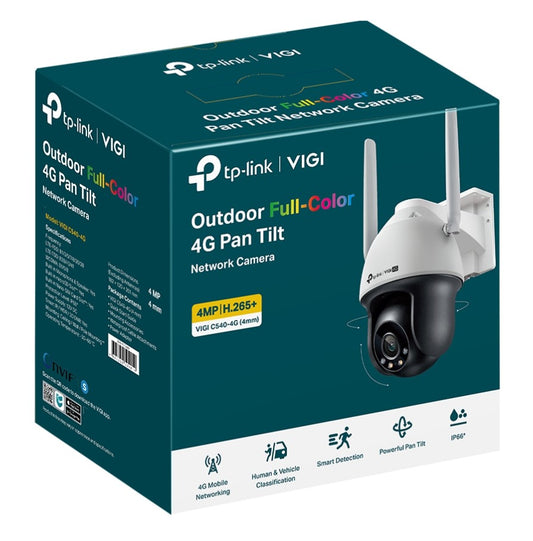 TP-Link VIGI 4MP C540-4G(4mm) Outdoor Full-Color 4G Pan Tilt Network Camera, 4mm Lens, 4G Mobile Networking, Automatic Tracking, 360 Monitoring: VIGI C540-4G(4mm)