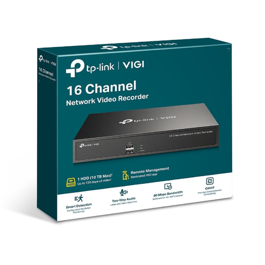 TP-Link VIGI NVR1016H 16 Channel Network Video Recorder, 24/7 Continuous Recording, Up To 10TB, 16 Channel Live View, UpTo 8MP (HDD Not Included) VIGI NVR1016H