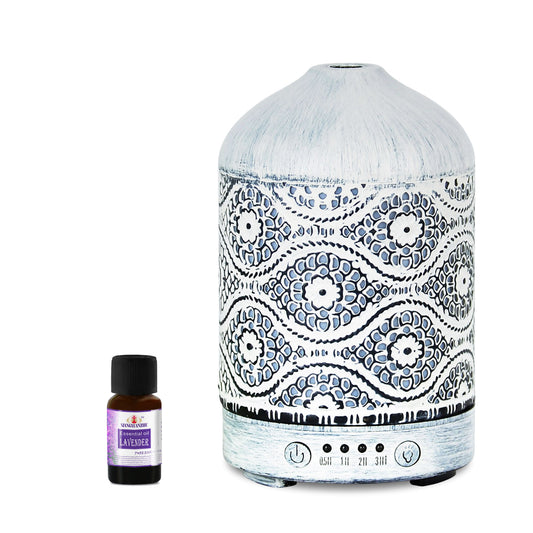 mbeat activiva Metal Essential Oil and Aroma Diffuser-Vintage White -100ml ACA-AD-S2