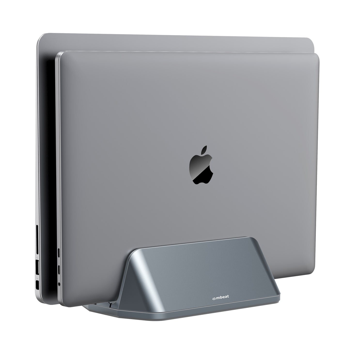 mbeat Stage S5 Adjustable Dual Bay Tablet, Laptop and MacBook Vertical Stand Declutter and Organise Dual Adjustable Bays Material: Aluminium alloy, MB-STD-S5GRY