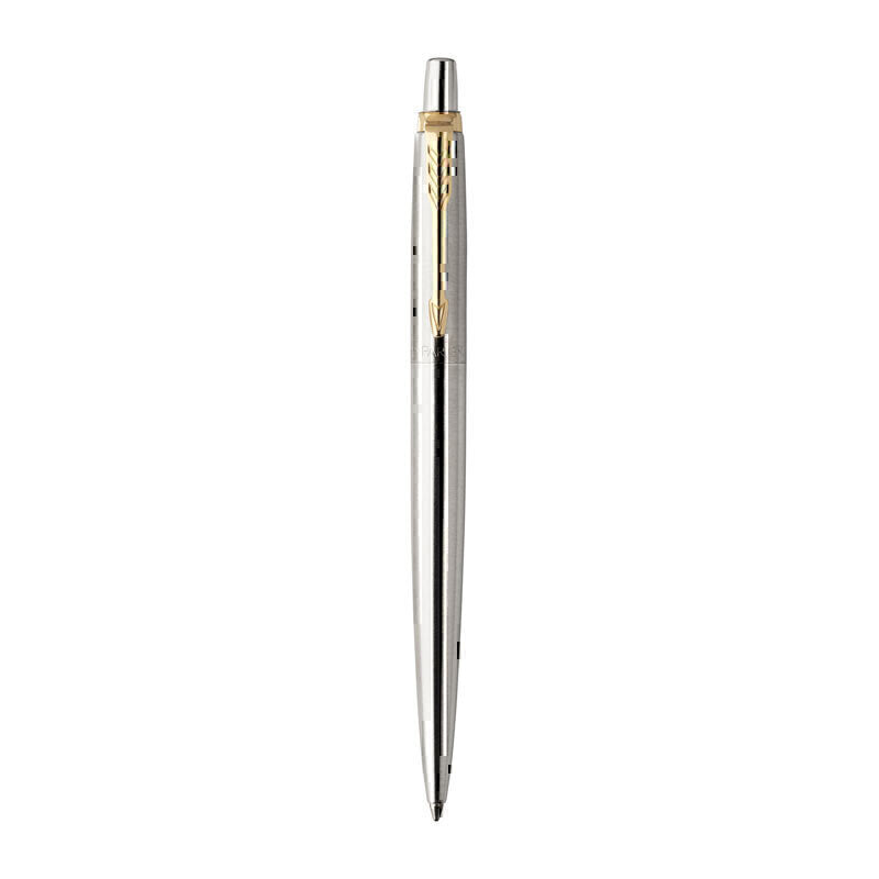 Parker Jotter Ballpoint Pen - Stainless Steel, Gold Trim with Medium Tip, Blue Ink - 1953182