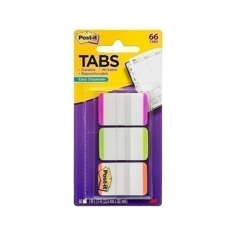 Post-It Tabs Pink Green Orange 25 x 38mm 66-Pack - Box of 6 - 7010369242