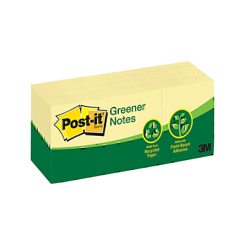 Post-It Greener Notes Canary Yellow 36 x 48mm 12-Pack - 7100243774