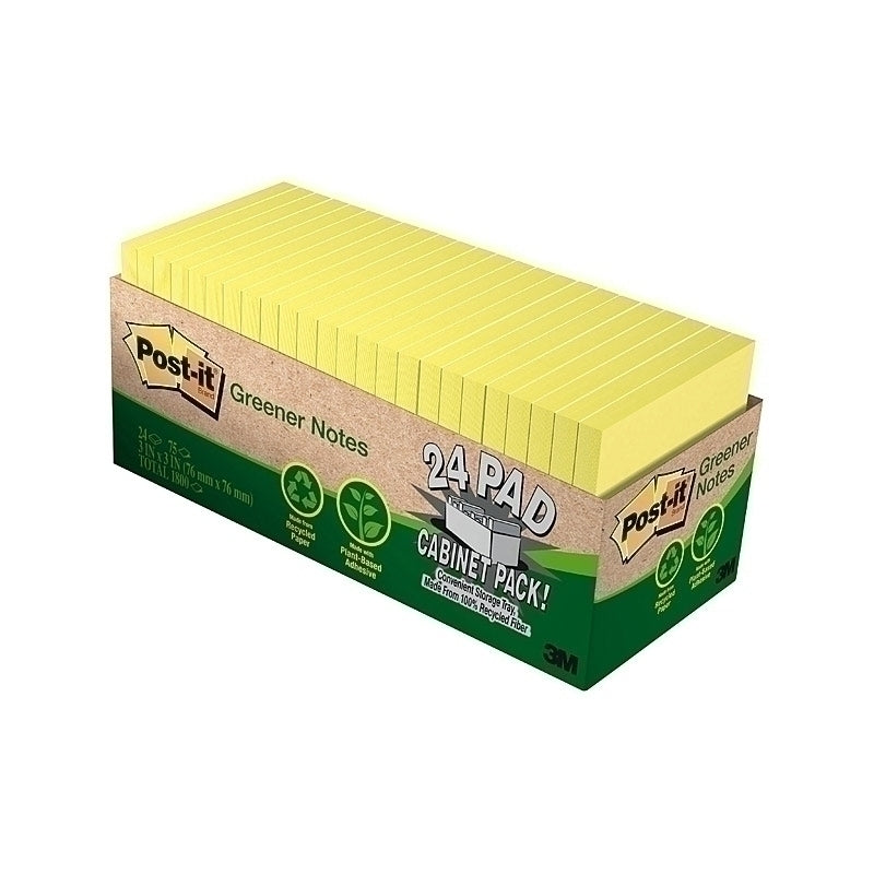 Post-It Greener Notes Canary Yellow 76 x 76mm 24-Pack - 7010331917