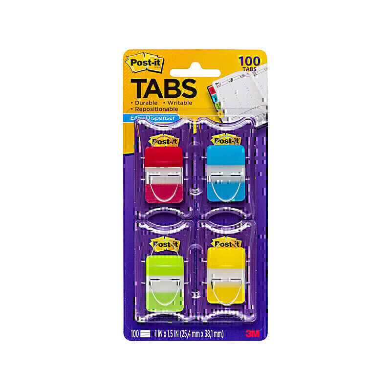 Post-It Easy Dispenser Tabs Assorted Colours 25 x 38mm 4-Pack - Box of 6 - 7010369985