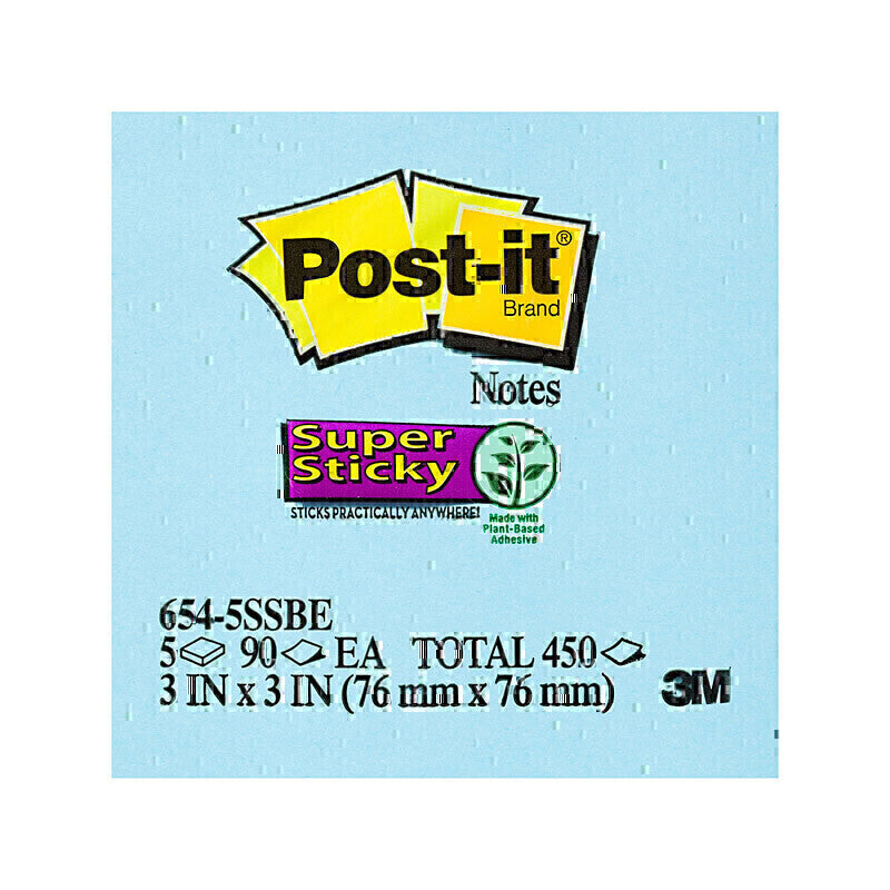 Post-It Super Sticky Notes Blue 76 x 76mm 5-Pack - Box of 4 - XP006002099