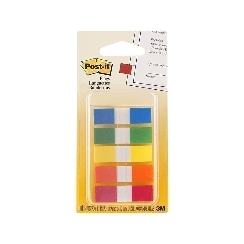 Post-It Flags Assorted Colours 12 x 45mm 5-Pack - Box of 6 - 7100090805
