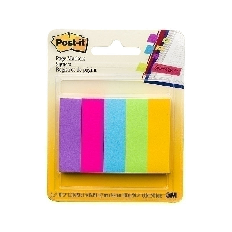 Post-It Page Markers Assorted Colours 13 x 45mm 5-Pack - Box of 6 - 7100247679