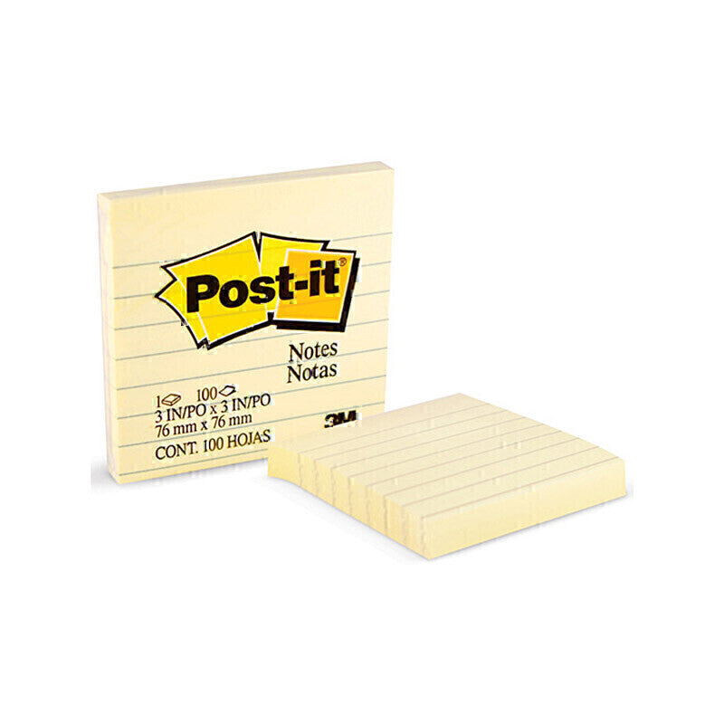 Post-It Lined Notes Canary Yellow 76 x 76mm 12-Pack - 7100183440