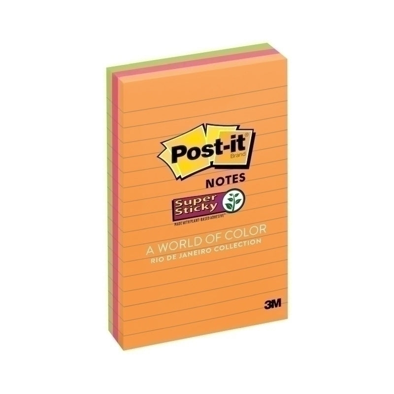 Post-It Lined Super Sticky Notes Rio De Janeiro 101 x 152mm 3-Pack - 7100230244