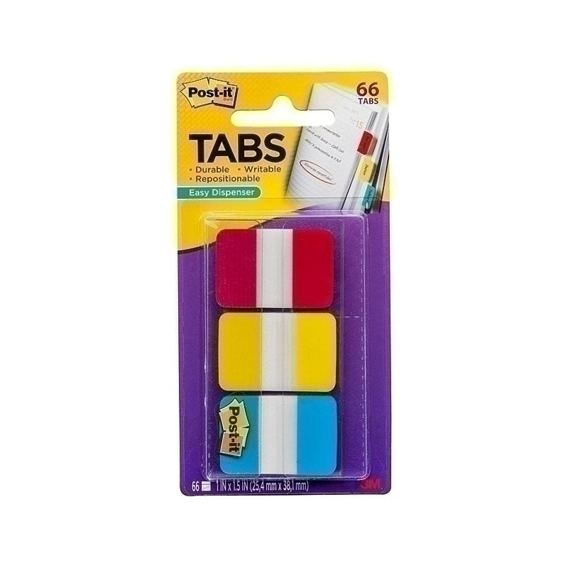 Post-It Index Tabs Red Yellow Blue 25 x 43mm 3-Pack - Box of 6 - 7000052679